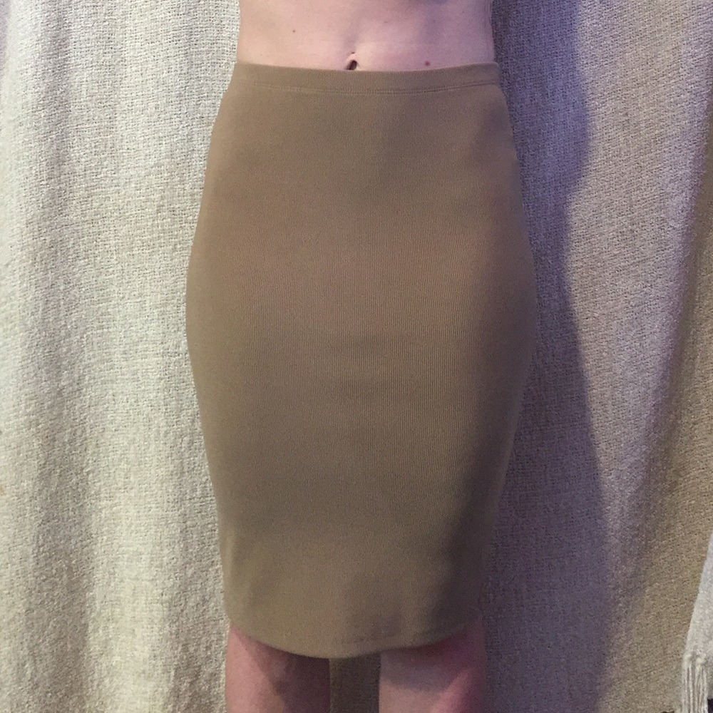 Tan pencil skirt